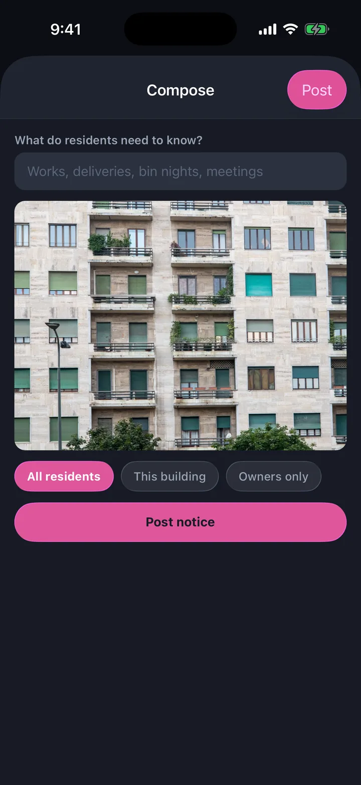 Community & updates, the Compose screen